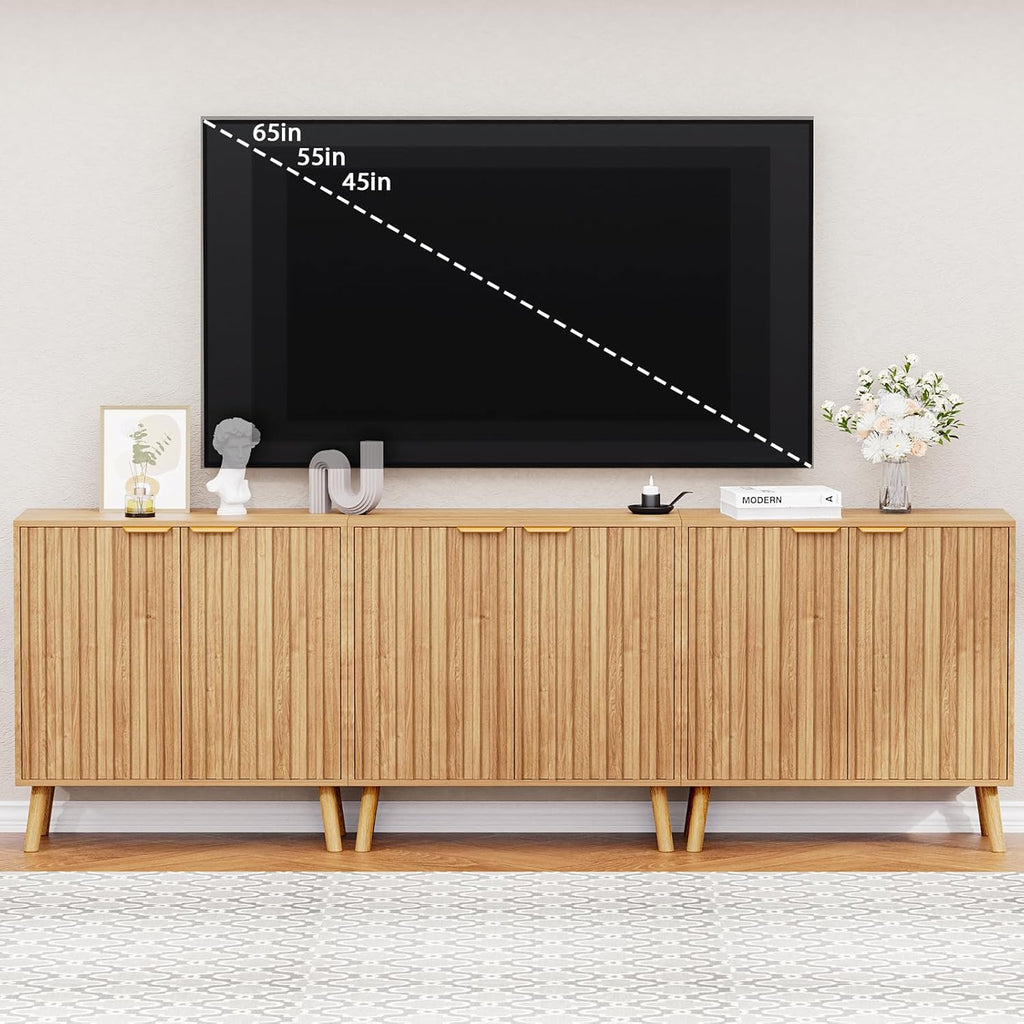 Fluted Storage Cabinet, Buffet Cabinet Sideboard, Modern Accent Cabinet Console Table for Entryway, Living Room