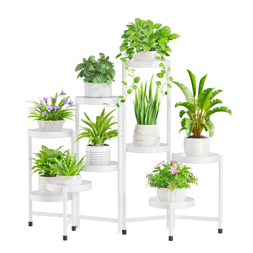 iDavosic.ly Plant Stand Indoor Outdoor, 5 Tier Corner Metal Flower Display Holder Shelf, Folding Tall Orchid Rack for Patio Balcony Porch Garden Living Room House, Black
