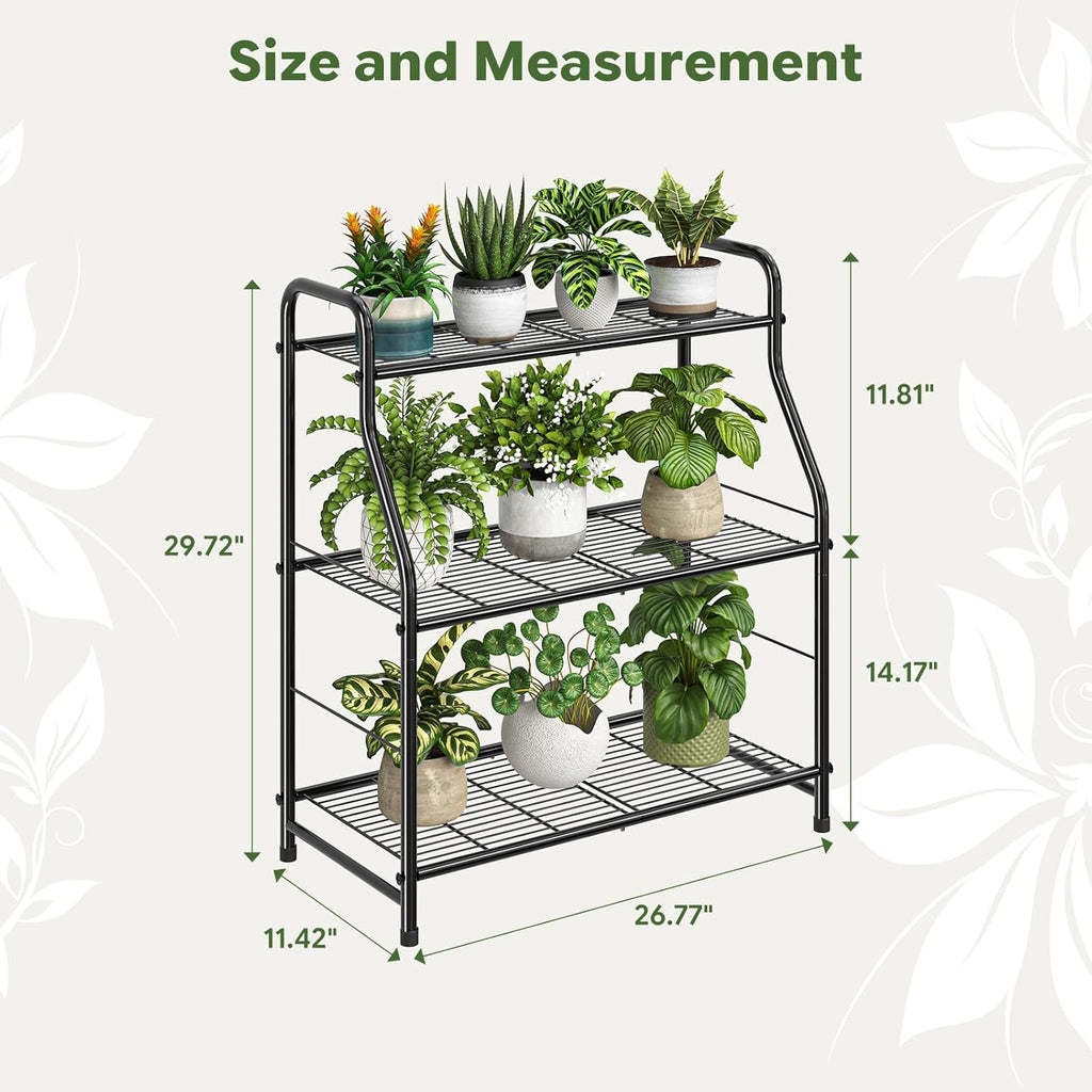 Simple Trending Plant Stand Indoor Outdoor, Plant Shelf for Multiple Pots Metal, 3 Tiers Large Plant Holder for Living Room Garden Balcony