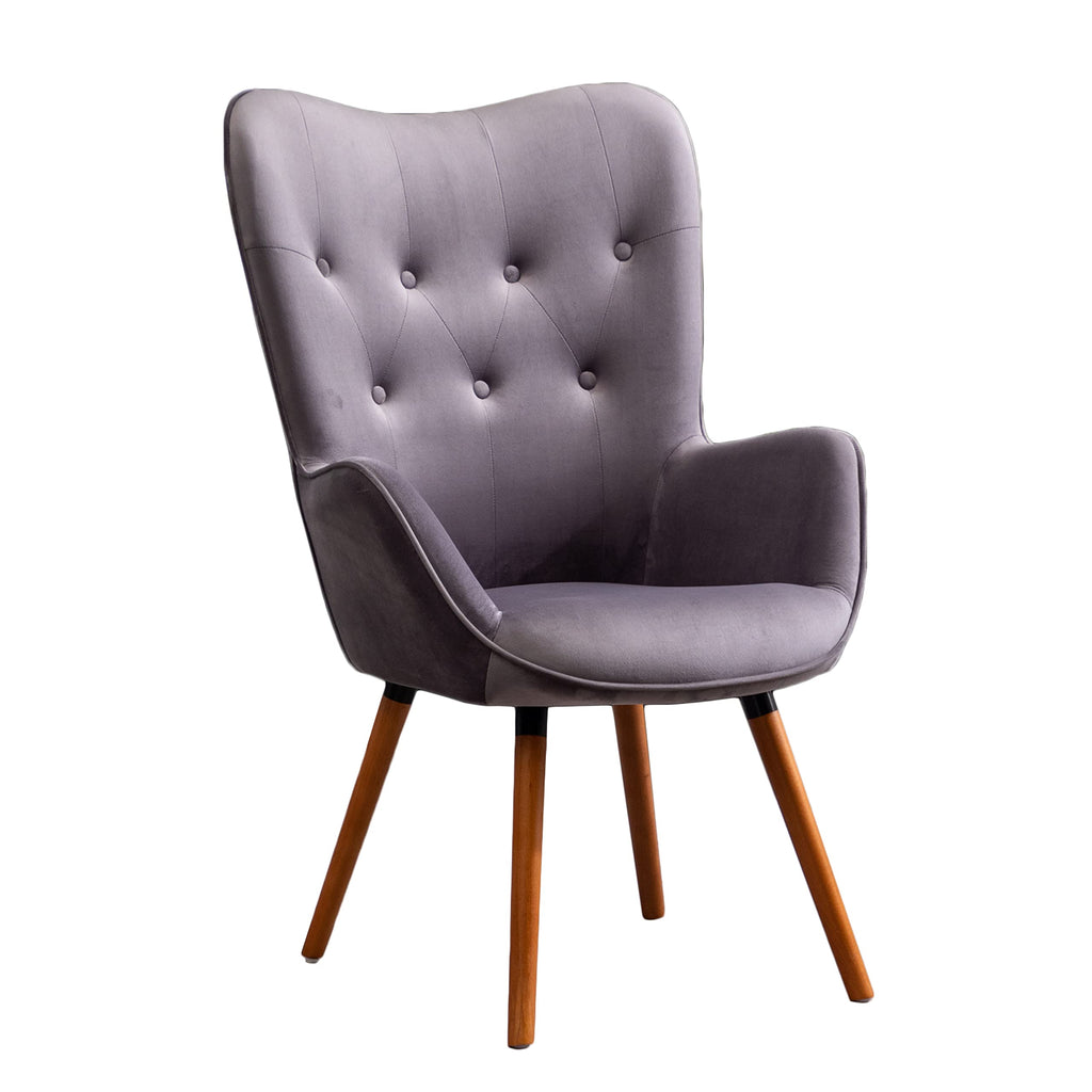 Roundhill Furniture AC155YL Doarnin Silky Velvet Tufted Button Accent Chair, Yellow 30D x 41.5W x 26.8H in