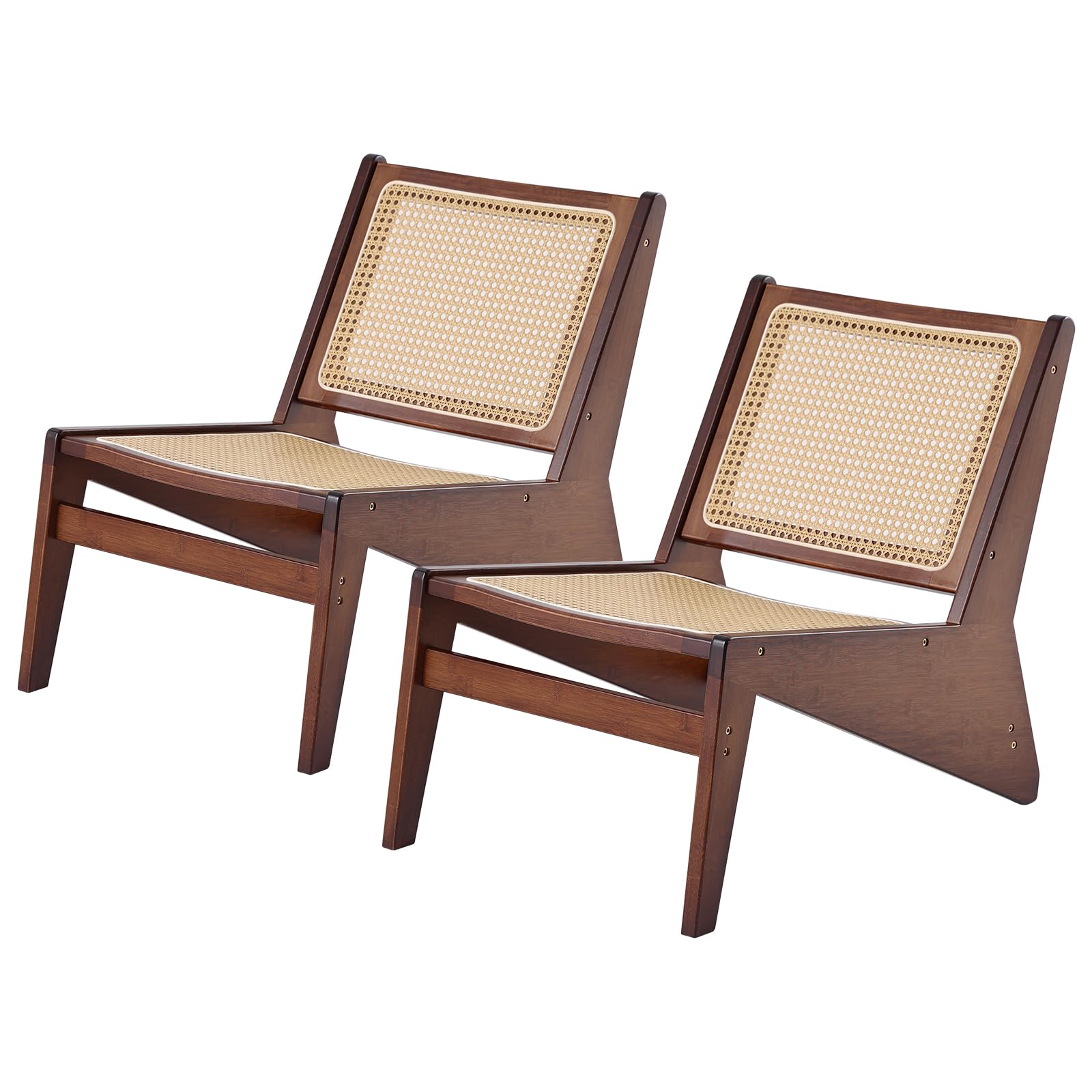 MBOOYOME Mid Century Modern Accent Chair for Living Room, Low Lounge Chair with Solid Wood Frame, Comfy Armchair for Bedroom and Balcony, Walnut