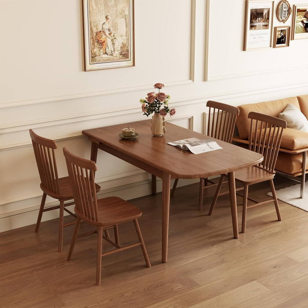 Solid Wood Extendable Dining Table for 4-8, 47.2” to 70.8” Expandable Table, Easy Assembly Extendable Dining Room Table, 3-in-1 Design, Ideal for Dining Room, Kitchen, Living Room (Walnut)