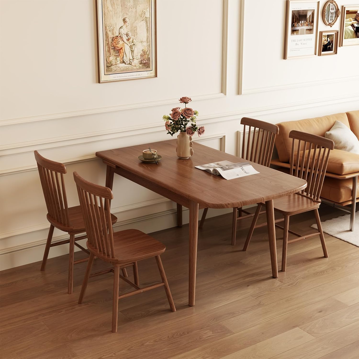 Solid Wood Extendable Dining Table for 4-8, 47.2” to 70.8” Expandable Table, Easy Assembly Extendable Dining Room Table, 3-in-1 Design, Ideal for Dining Room, Kitchen, Living Room (Walnut)