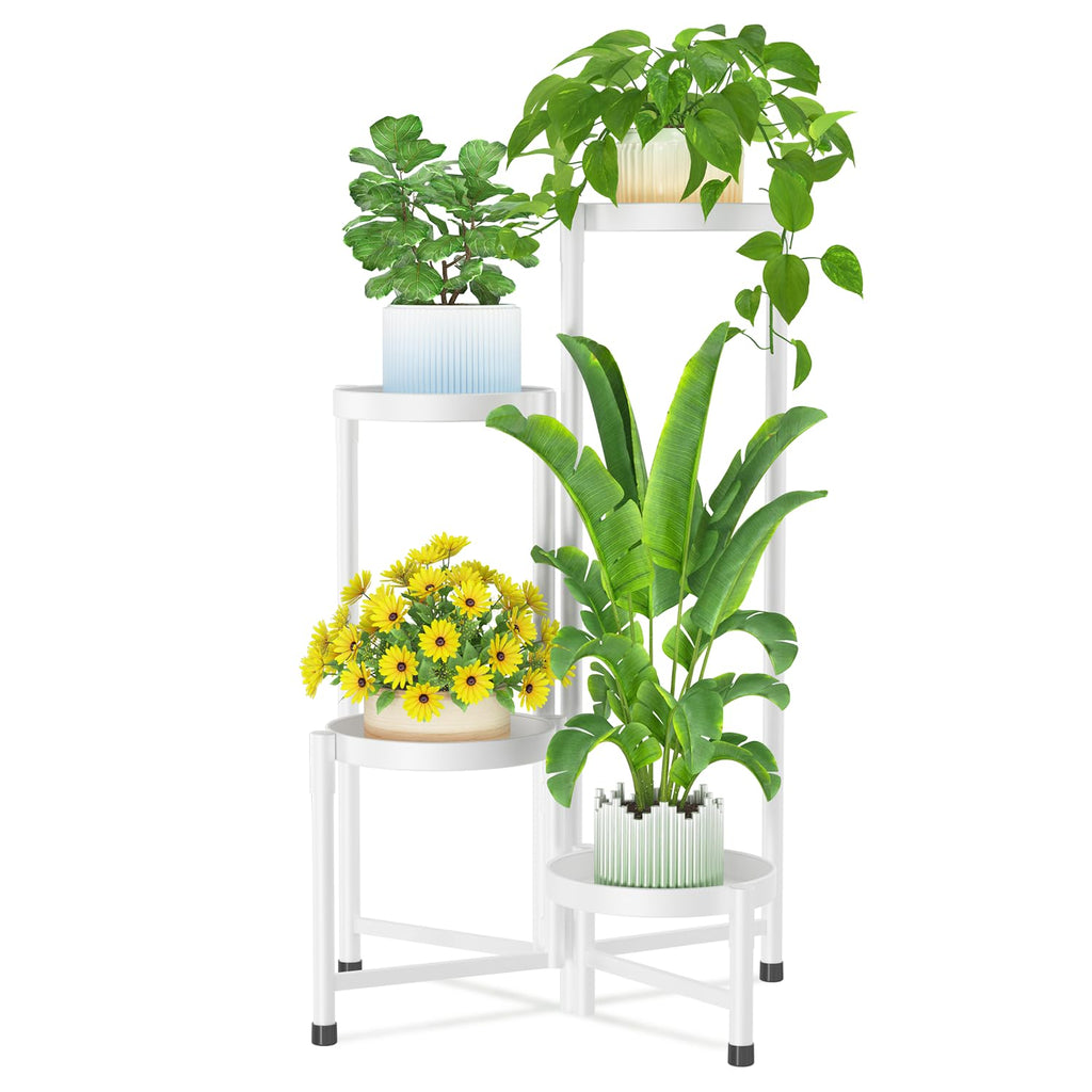 iDavosic.ly Plant Stand Indoor Outdoor, 5 Tier Corner Metal Flower Display Holder Shelf, Folding Tall Orchid Rack for Patio Balcony Porch Garden Living Room House, Black
