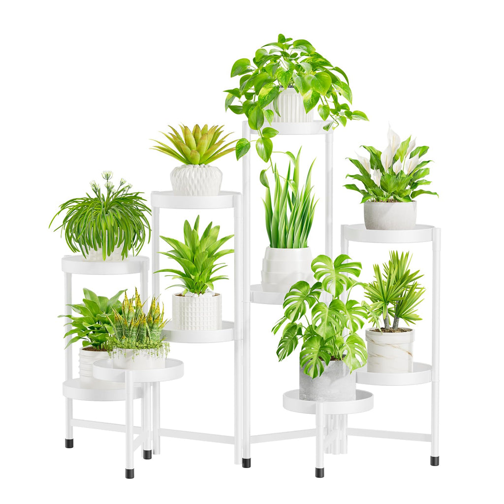 iDavosic.ly Plant Stand Indoor Outdoor, 5 Tier Corner Metal Flower Display Holder Shelf, Folding Tall Orchid Rack for Patio Balcony Porch Garden Living Room House, Black