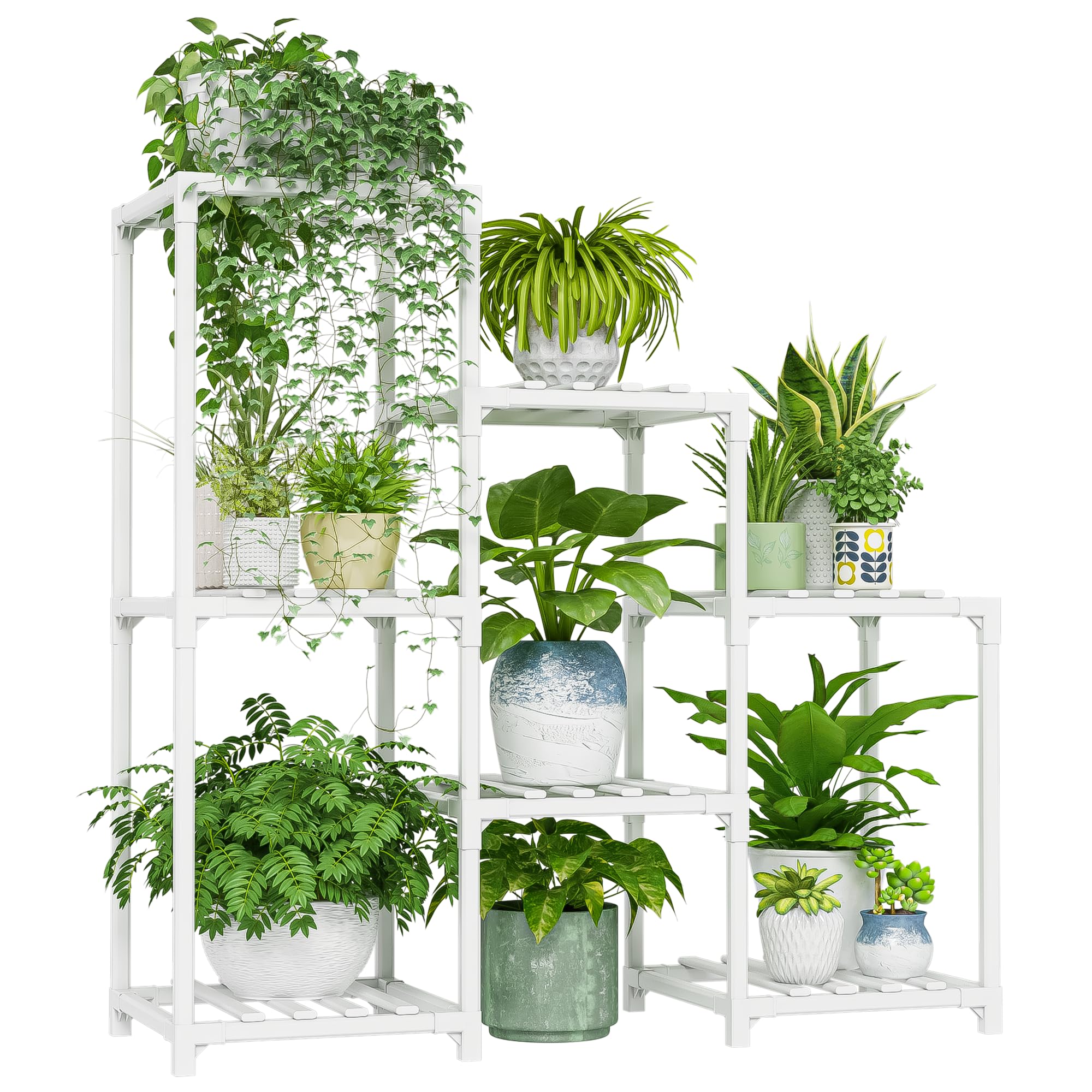 Bamworld Plant Stand Indoor Plant Shelf Outdoor Wood Plant Rack for Multiple Plants 3 Tiers Ladder Plant Holder for Living Room Patio Boho Home Decor for Gardening