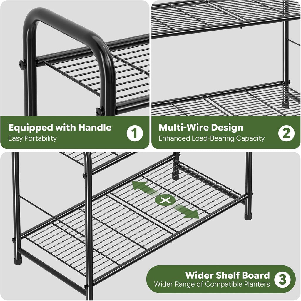 Simple Trending Plant Stand Indoor Outdoor, Plant Shelf for Multiple Pots Metal, 3 Tiers Large Plant Holder for Living Room Garden Balcony