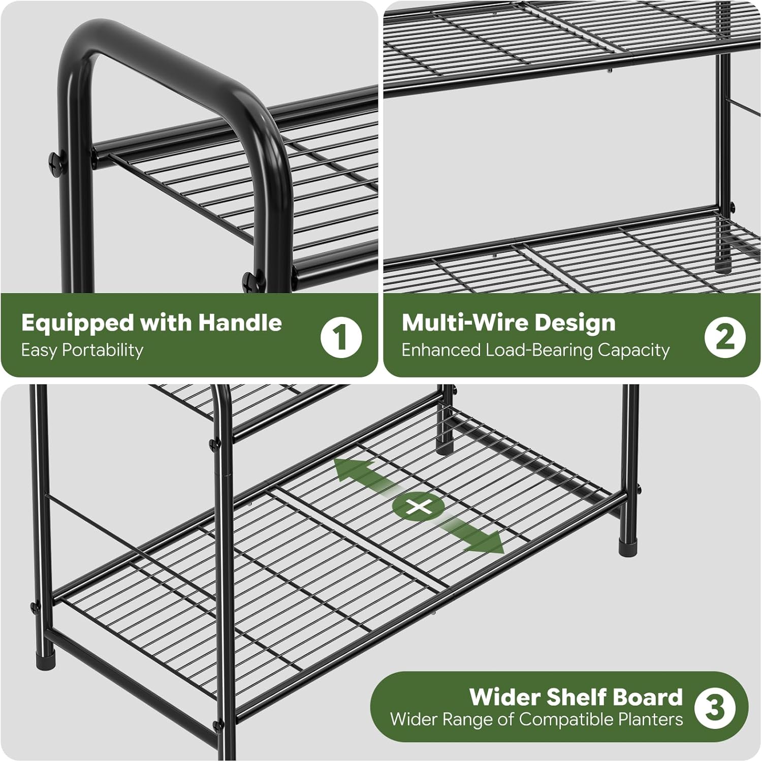 Simple Trending Plant Stand Indoor Outdoor, Plant Shelf for Multiple Pots Metal, 3 Tiers Large Plant Holder for Living Room Garden Balcony