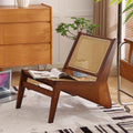 Welnow Mid Century Rattan Accent Chair, Bamboo Wood Lounge Chair with Woven Cane Backrest, Low Armchair for Living Room, Bedroom, Balcony or Reading Corner, Natural