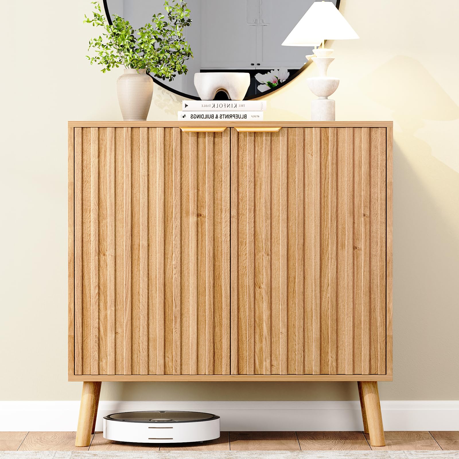 Storage Cabinet with Doors, Modern Black Accent Cabinet, Free Standing Cabinet, Wooden Buffet Sideboards for Living Room, Kitchen,Home Office