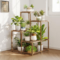 Bamworld Plant Stand Indoor Plant Shelf Outdoor Wood Plant Rack for Multiple Plants 3 Tiers Ladder Plant Holder for Living Room Patio Boho Home Decor for Gardening