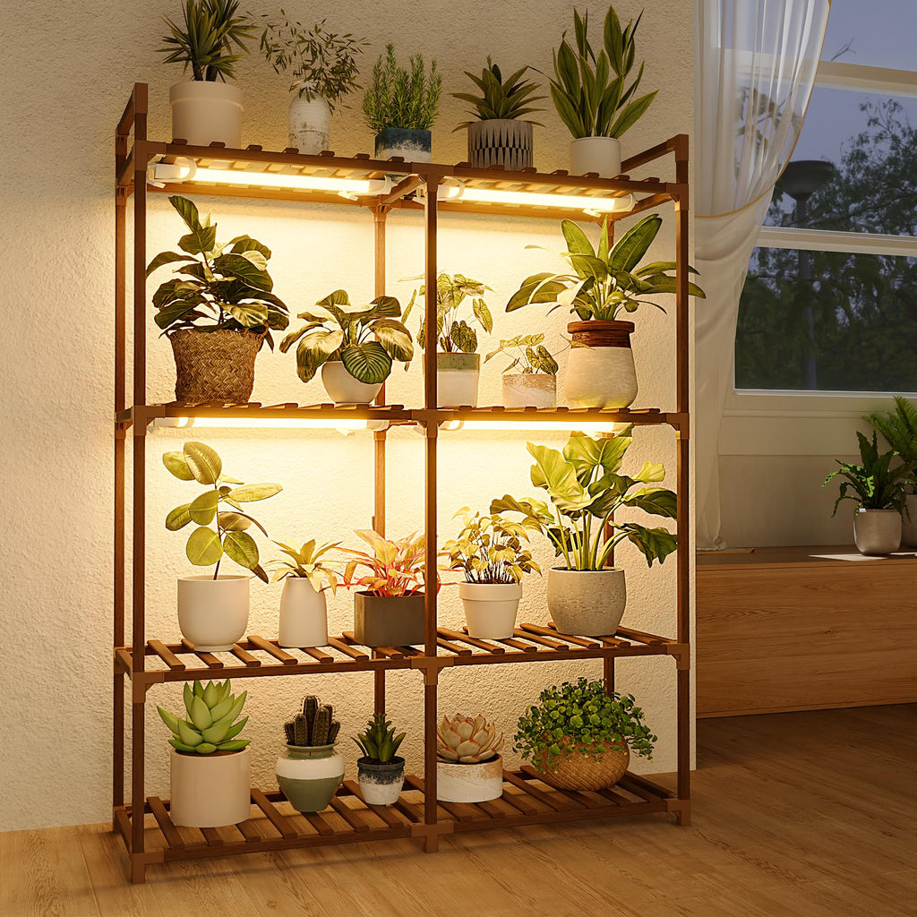 Bamworld Plant Stand Indoor Plant Shelf Outdoor Wood Plant Rack for Multiple Plants 3 Tiers Ladder Plant Holder for Living Room Patio Boho Home Decor for Gardening