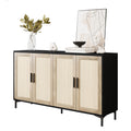 JASIWAY Buffet Cabinet with Storage, 48" Rattan Sideboard with Adjustable Shelves, Modern Coffee Bar Cabinet Console Table with Doors, Credenza for Kitchen, Living Room, Entryway, Dining Room, Wood