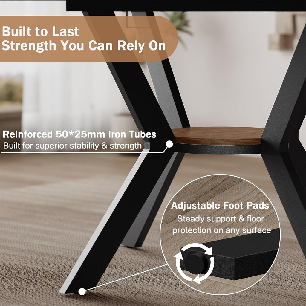 42"-58" Extendable Round Dining Table with Hidden Leaves & Storage Shelf, Metal Legs for Small Spaces