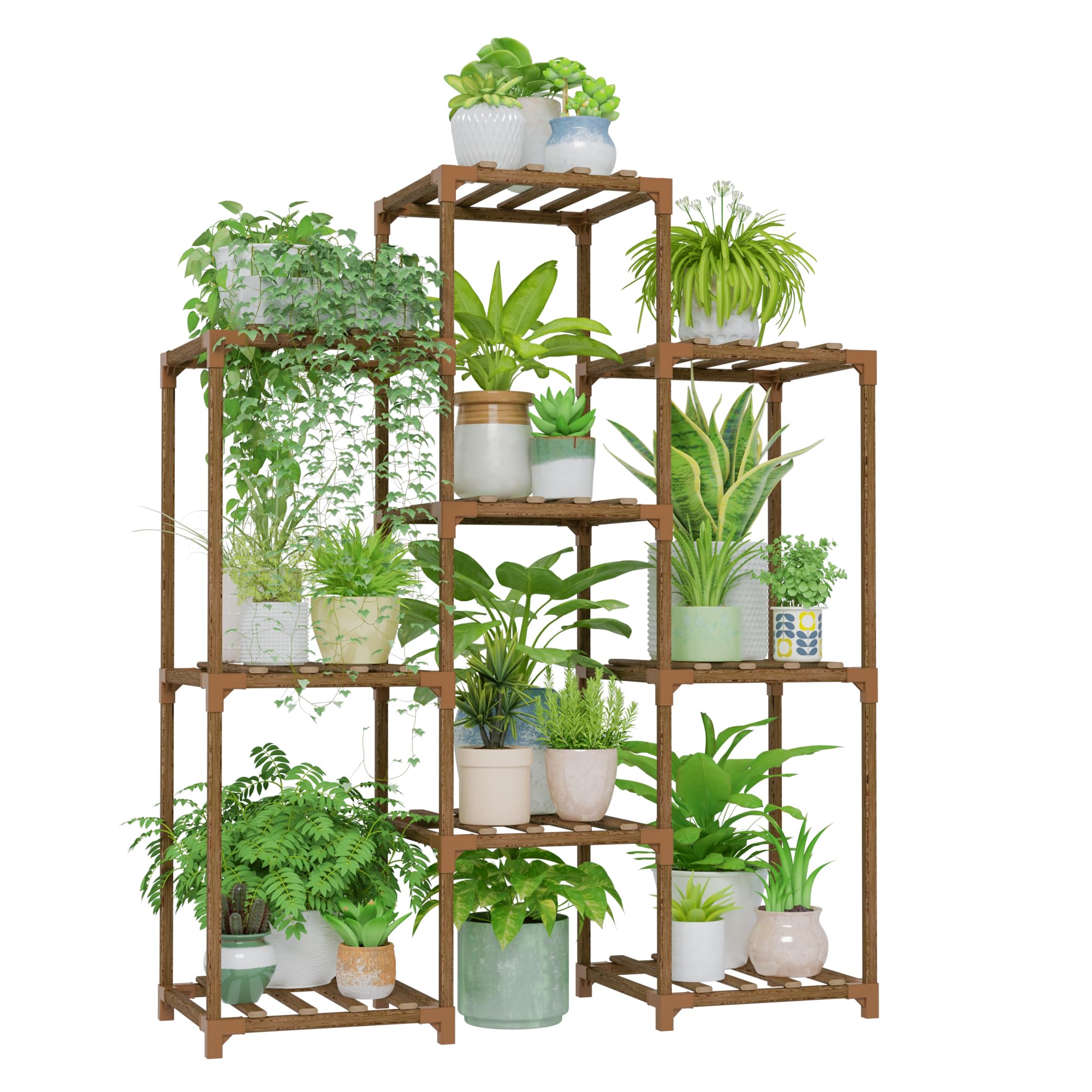 Bamworld Plant Stand Indoor Plant Shelf Outdoor Wood Plant Rack for Multiple Plants 3 Tiers Ladder Plant Holder for Living Room Patio Boho Home Decor for Gardening
