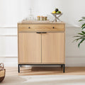 Mericonia Farmhouse Buffet Sideboard Cabinet with Storage, Fluted Coffee Bar with Doors and Adjustable Shelves, Modern Wood Console Cabinet for Kitchen, Livingroom (Fluted 4 Door, Natural)