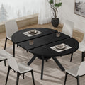 42"-58" Round Extendable Dining Table for 4-6, Kitchen Oval Table with Hidden Leaves & Storage Shelf, Space Saving Modern Design with Sturdy Metal Legs for Kitchen, Dining Room & Small Apartments
