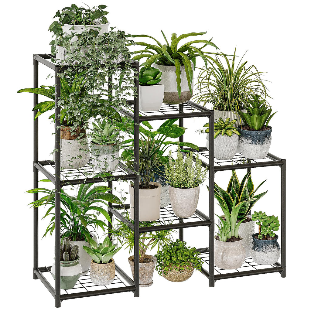 Bamworld Plant Stand Indoor Plant Shelf Outdoor Wood Plant Rack for Multiple Plants 3 Tiers Ladder Plant Holder for Living Room Patio Boho Home Decor for Gardening