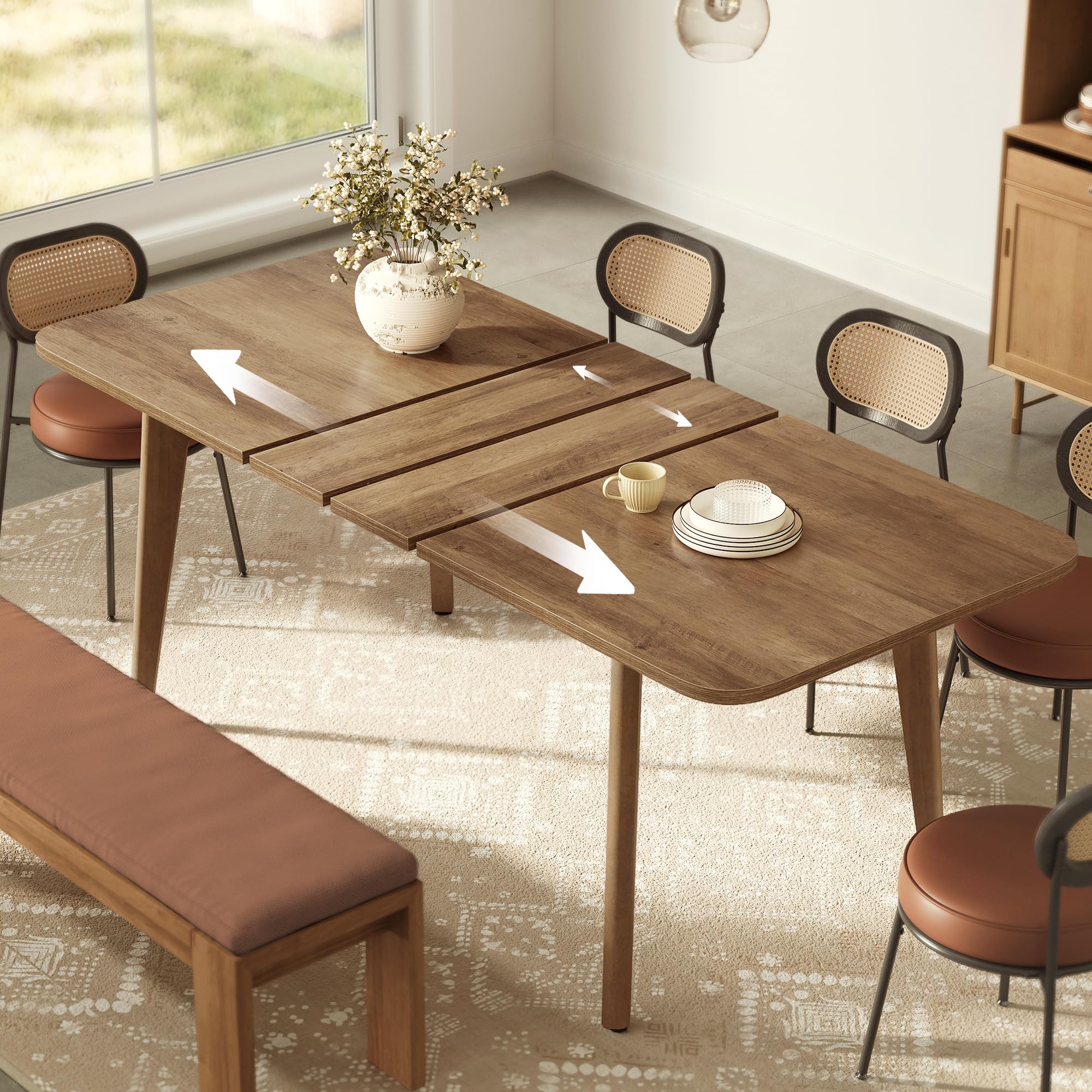 VASAGLE Folding Dining Table, Kitchen Table, Drop Leaf Extendable Table for Small Spaces, Seats 2-4 People, Industrial, Rustic Brown and Black UKDT077B01